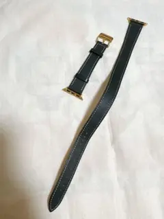 アップルウォッチ レザーバンド ブラック ベルト 二重巻き Applewatch
