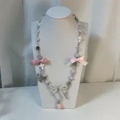 ネックレス ビーズ ハンドメイド y2k フェアリーグランジ 韓国 リボン