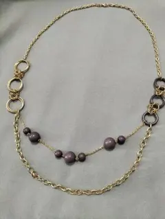 ★ネックレス　パープル✕ゴールドリング　チェーン