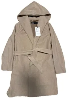ZARA フード付きベージュガウンコート