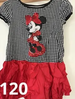 ミニーマウス 半袖ワンピース 赤フリル
