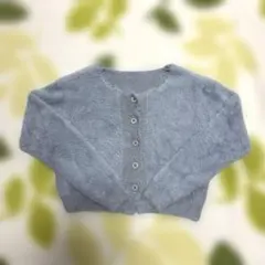 fifth シャギーニットカーディガン　ショート丈　トップス　ブルーグレー
