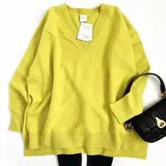 未使用✨スピック&スパン カシミヤウール Vネックニット 日本製 ライムイエロー