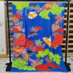 美品 正絹引き振袖 青紫地 百花繚乱華やか - メルカリ