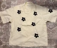 y2k タケオキクチ tk 半袖シャツ 花刺繍 クリーム色