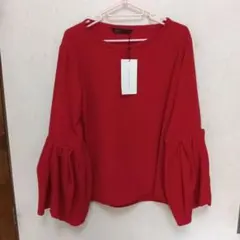 最終価格)タグ付きZARA WOMAN バルーンスリーブ レッドトップス