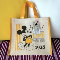 【新品タグ付き】ダイソー ミッキーマウス 不織布バッグ お買い物バッグ イエローのサムネイル