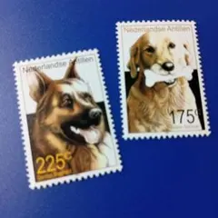7292 外国切手 オランダ領アンティル 犬の切手 2V