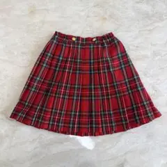 赤 チェック柄 プリーツスカート 100cm~