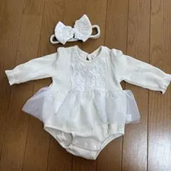 フリル付きベビードレス ヘアバンド　セット