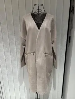美品 aquaist コート ガウンタイプ フェイクスェード