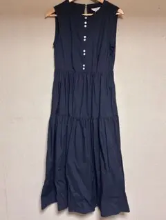 美品◇フォクシー ノースリーブ ワンピース ボウタイ ネイビー ボタン