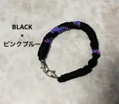 ハンドメイド　パラコード ストラップ 黒とピンクブルー　ブラック　スマホ