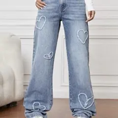 SHEIN デニム ハート 刺繍