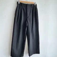 ユニクロタックワイドパンツ黒サイズS 丈補正あり股下61.5 低身長向