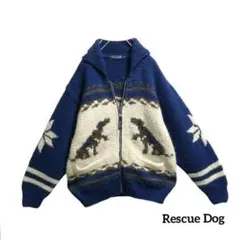 Rescue Dogレスキュードッグカウチンカーディガンウール犬デザイン古着