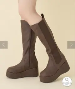 NICE CLAUP マイナス3キロ見え厚底サイドゴアロングブーツ