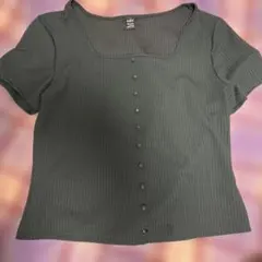 SHEIN 리브 스퀘어 넥 반소매 컷소우 L사이즈