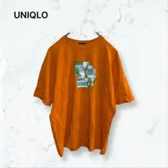 t163 ユニクロ 半袖Tシャツ オレンジ M オールドユニクロ グラフィック