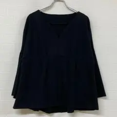 207 IENA Vネック長袖トップス 黒