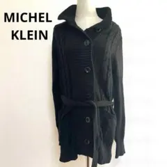 MICHEL KLEIN ミッシェルクラン 黒 ケーブル編み ベルト付き コートのサムネイル