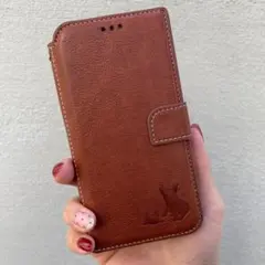 iPhone13promax 手帳型 ケース フレブル親子 本革 犬 動物 ペア