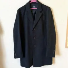 ダークグレー チェスターコート ウール混合 メンズ