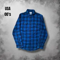 00s USA オンブレチェック 長袖ネルシャツ ストア系 シャドーチェック