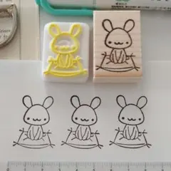 正座　うさぎさん　ご挨拶　消しゴムはんこ
