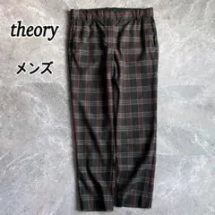 セオリー メンズ ウール チェック柄パンツ アンクル スラックス 秋冬