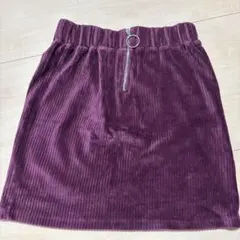 パープル コーデュロイ ミニスカート M
