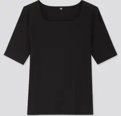 UNIQLO リブスクエアネックT（5分袖）