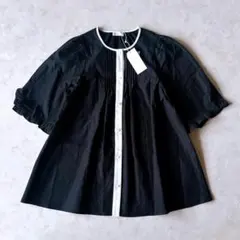 新品タグ付き リリーブラウン パフスリーブ カットソー ビジュー付き 