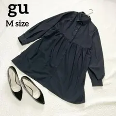GU ビスチェコンビネーションロングシャツ ブラック M ゆったり 体型カバーのサムネイル
