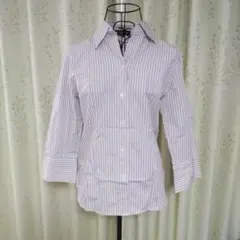 BUONA GIORNATA ストライプ 五分袖シャツ 日本製　綿100%