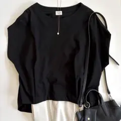 美品 アーバンリサーチドアーズ コットンバックタックフレンチプルオーバー 黒