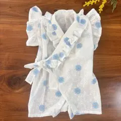 ベビー甚平　ロンパース甚平　花柄　刺繍　※受注制作