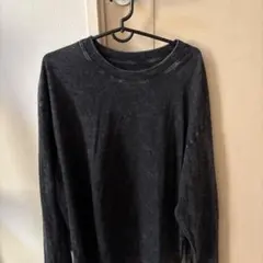 ブラック 長袖カットソー コットン混紡