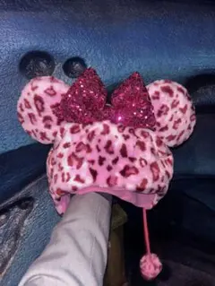 【新品】ディズニーランド　ミニーマウス　ファンキャップ　ヒョウ柄　豹柄 ピンク