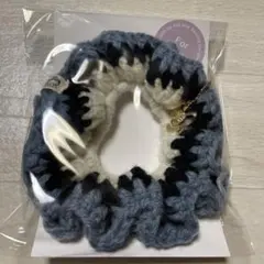手編みシュシュ（6） グレー✖️ホワイト✖️ブラック