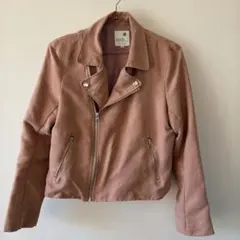 ピンク スエード風 ライダースジャケット