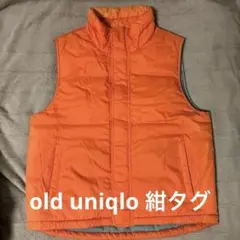 old uniqlo紺タグ　オレンジ ダウンベスト M