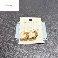 Flowering 하트형 헤어 클립 골드 컬러 2개 세트