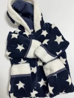 【着払い】フリース 星柄 フード付きカバーオール