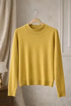 【イエベ秋】イエロー クルーネック ニット セーター