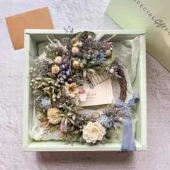 春待ちカラー ドライフラワーリース ♪高級ギフトBOX付き☆2月の贈り物に最適