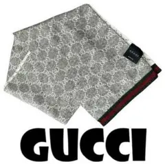 新品同然USA買付グッチGUCCI★GG柄 マフラー21ｘ180グレーｘアッシュのサムネイル