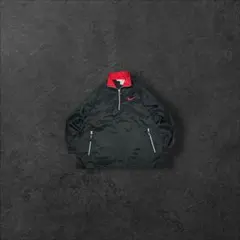 90s ナイキ ナイロンジャケット L ハーフジップ 黒 赤 好配色 Y2K