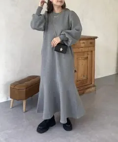 裏起毛 ロングワンピース