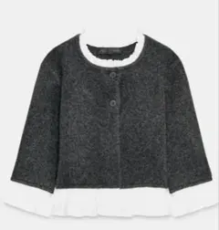 ZARA ポプリンコンビニットジャケット グレー フリル